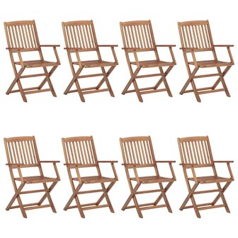 Tuinstoelen 8 st inklapbaar met kussens massief acaciahout