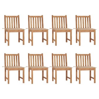 Tuinstoelen 8 st met kussens massief teakhout