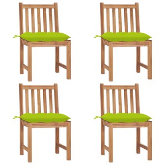 Tuinstoelen 4 st met kussens massief teakhout