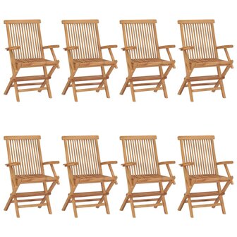 Tuinstoelen 8 st massief teakhout