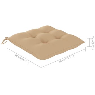 Tuinstoelen 6 st met beige kussens massief teakhout