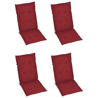 Tuinstoelen 4 st verstelbaar met kussens massief acaciahout