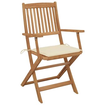 Tuinstoelen 4 st inklapbaar met kussens massief acaciahout