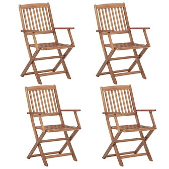 Tuinstoelen 4 st inklapbaar met kussens massief acaciahout