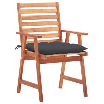 Tuinstoelen 3 st met kussens massief acaciahout