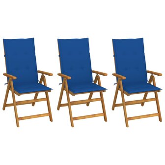 Tuinstoelen 3 st inklapbaar met kussens massief acaciahout