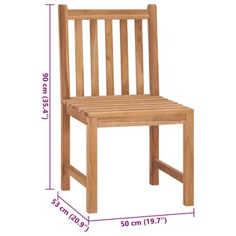 Tuinstoelen 2 st met kussens massief teakhout