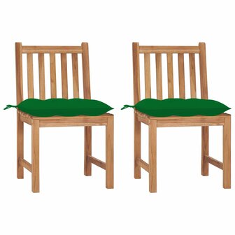 Tuinstoelen 2 st met kussens massief teakhout