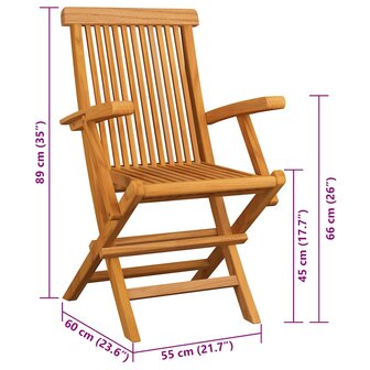 Tuinstoelen 3 st met antracietkleurige kussens massief teakhout