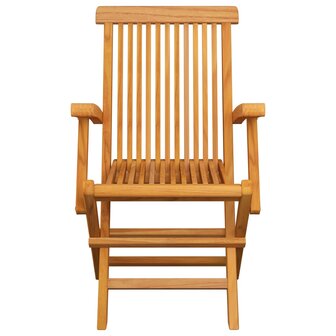 Tuinstoelen 3 st met cr&egrave;mewitte kussens massief teakhout
