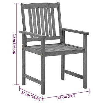 Tuinstoelen 4 st met kussens massief acaciahout grijs