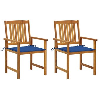 Tuinstoelen 2 st met kussens massief acaciahout