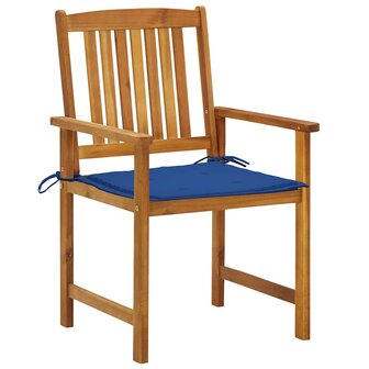 Tuinstoelen 2 st met kussens massief acaciahout