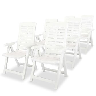 Tuinstoelen 6 st verstelbaar kunststof wit