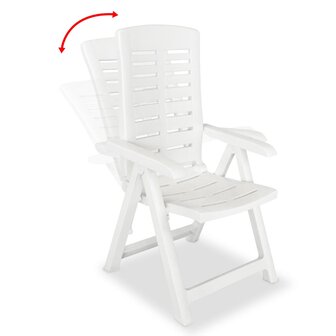 Tuinstoelen 4 st verstelbaar kunststof wit