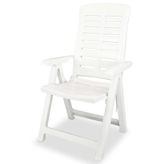 Tuinstoelen 4 st verstelbaar kunststof wit