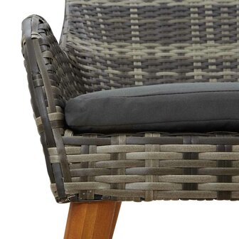 Tuinstoel met kussen 2 pcs Grijs 55 x 62.5 x 82cm poly rattan