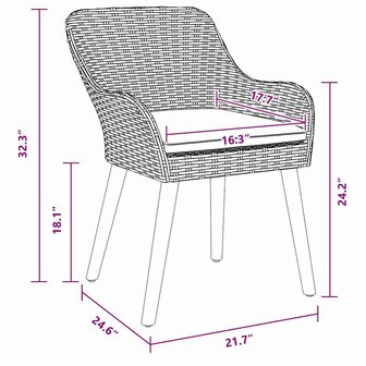 Tuinstoel 2 pcs Lichtgrijs 55 x 62.5 x 82cm poly rattan