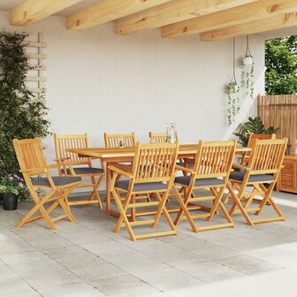 Opvouwbare stoel met kussen 8 pcs Grijs 49 x 57,5 x 92cm