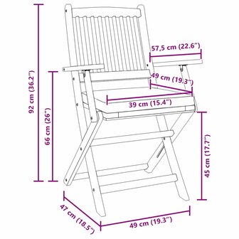 Opvouwbare stoel met kussen 8 pcs Grijs 49 x 57,5 x 92cm