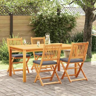 Opvouwbare stoel met kussen 4 pcs Grijs 49 x 57,5 x 92cm
