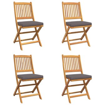 Opvouwbare stoel met kussen 4 pcs Grijs 49 x 57,5 x 92cm