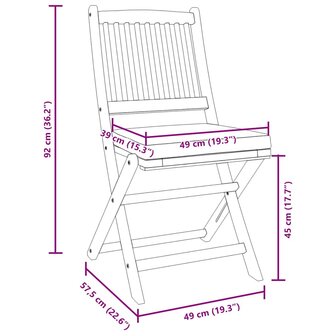 Opvouwbare stoel met kussen 4 pcs Grijs 49 x 57,5 x 92cm