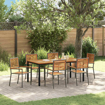 Tuin Eetset 7 pcs Grijs 180 x 90 x 75 cm poly rattan