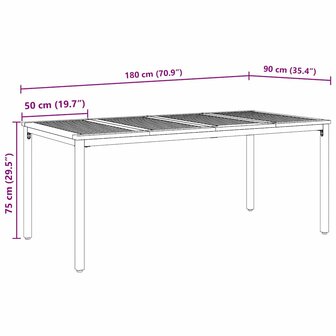 Tuin Eetset 7 pcs Grijs 180 x 90 x 75 cm poly rattan