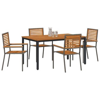 Tuin Eetset 5 pcs Grijs 150 x 90 x 75 cm poly rattan