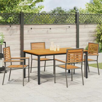 Tuin Eetset 5 pcs Grijs 150 x 90 x 75 cm poly rattan
