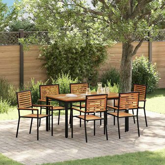 Tuin Eetset 7 pcs Zwart 150 x 90 x 75 cm poly rattan