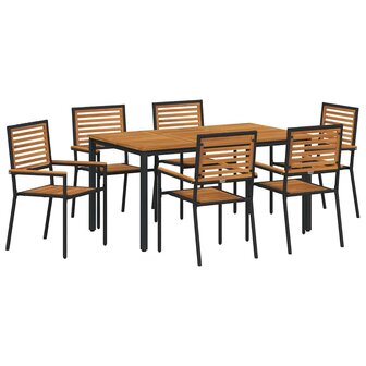 Tuin Eetset 7 pcs Zwart 150 x 90 x 75 cm poly rattan