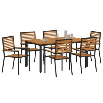 Tuin Eetset 7 pcs Zwart 150 x 90 x 75 cm poly rattan