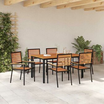 Tuin Eetset 7 pcs Zwart 150 x 90 x 75 cm poly rattan