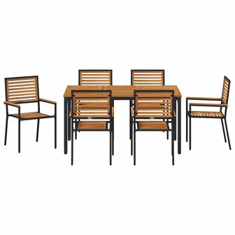 Tuin Eetset 7 pcs Zwart 150 x 90 x 75 cm poly rattan