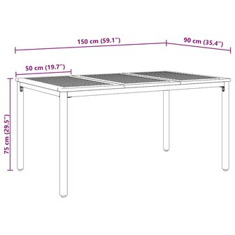 Tuin Eetset 7 pcs Zwart 150 x 90 x 75 cm poly rattan