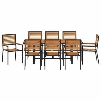 Tuin Eetset 9 pcs Zwart en Bruin 190 x 80 x 75 cm poly rattan