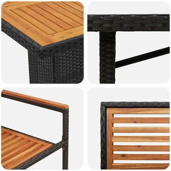 Tuin Eetset 9 pcs Zwart en Bruin 190 x 80 x 75 cm poly rattan