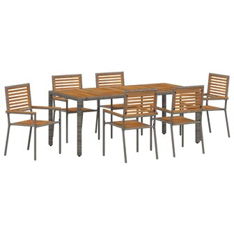Tuin Eetset 7 pcs Grijs 190 x 90 x 75 cm poly rattan