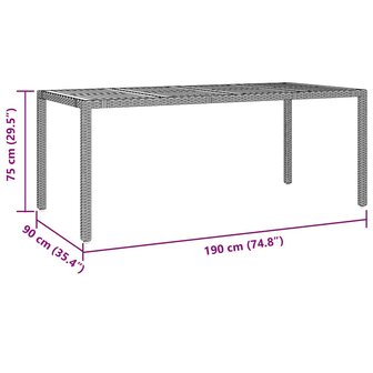 Tuin Eetset 7 pcs Grijs 190 x 90 x 75 cm poly rattan