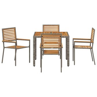 Tuin Eetset 5 pcs Grijs 90 x 90 x 75 cm poly rattan