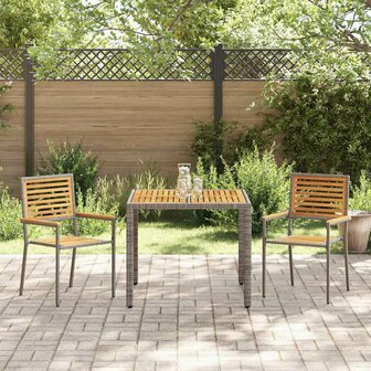 Tuin Eetset 3 pcs Grijs 90 x 90 x 75 cm poly rattan