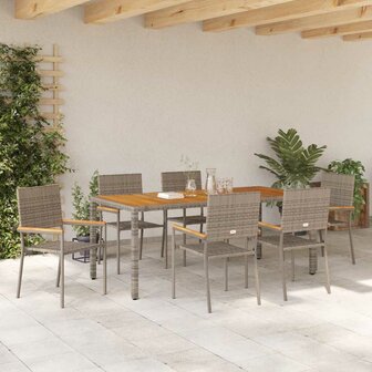 Tuin Eetset 7 pcs Grijs 190 x 90 x 75 cm poly rattan