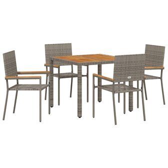 Tuin Eetset 5 pcs Grijs 90 x 90 x 75 cm poly rattan