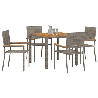 Tuin Eetset 5 pcs Grijs 90 x 90 x 75 cm poly rattan