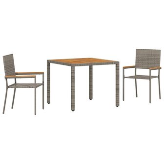 Tuin Eetset 3 pcs Grijs 90 x 90 x 75 cm poly rattan