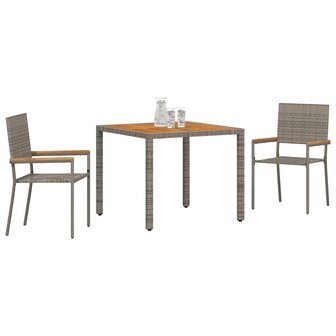 Tuin Eetset 3 pcs Grijs 90 x 90 x 75 cm poly rattan