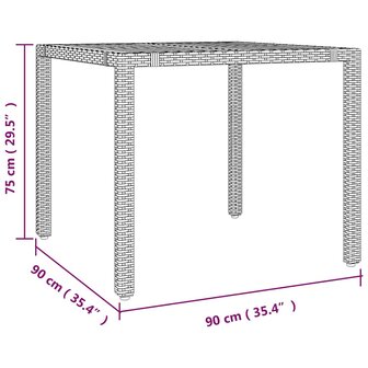 Tuin Eetset 3 pcs Grijs 90 x 90 x 75 cm poly rattan