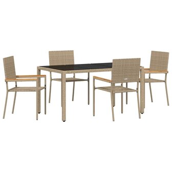 Tuin Eetset 5 pcs Beige 150 x 90 x 75 cm poly rattan